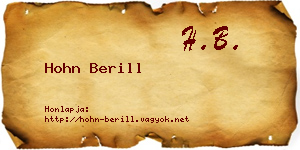 Hohn Berill névjegykártya